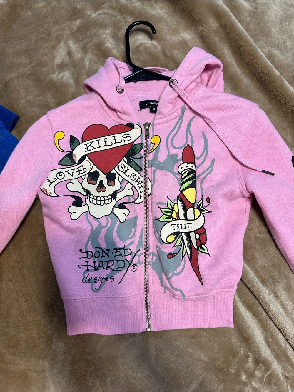 Ed Hardy Pink Tattoo-Graphic Zip Hoodie for Kids